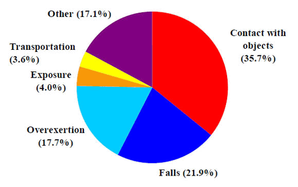 8b. Distribution of leading causes of nonfatal cases with days away