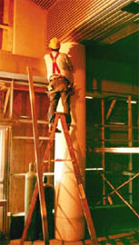 Photo of ladder's step being used