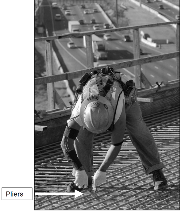 Figure 3 Rebar tying using pliers and tie-wire