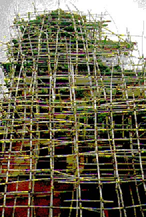 Figure 93.2 Unsafe scaffolding in Kathmandu, Nepal, 1974 