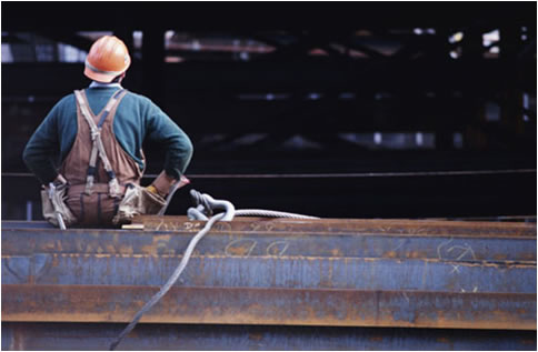 Man Sitting on Beam