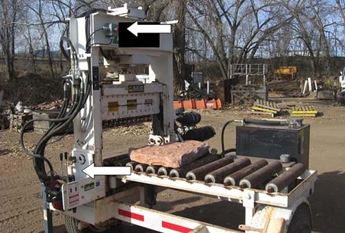 Retrofitted stone cutter with both top and botton controls