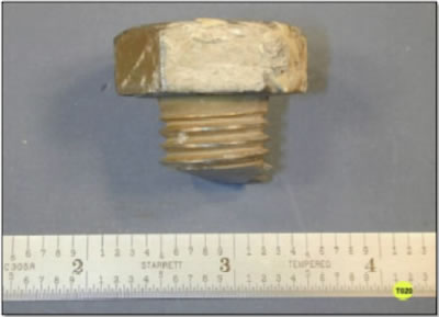 Profile View of hex head side of fractured SW-1 bolt