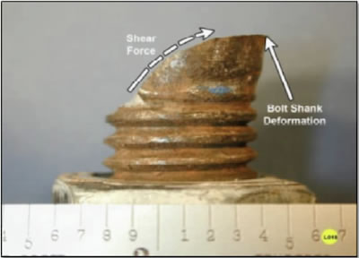 Profile view of LH-3 (N-1) street side bolt failure