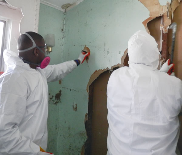 photo of workers demolishing a wall