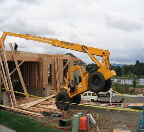 Forklift that tipped on a construction site