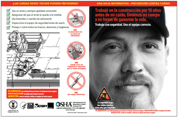 screen shot of the Spanish version of the fall prevention fact sheet