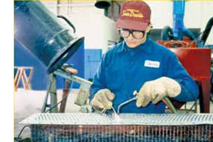 Worker with a local exhaust ventilation.