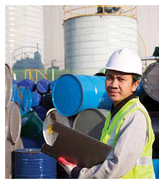 Worker conducting a chemical check.