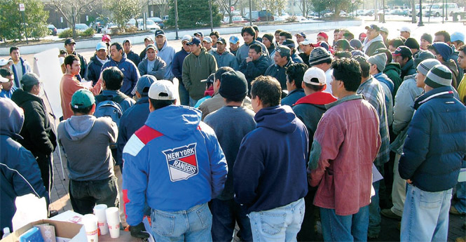 Street corner and parking lot demonstrations are a first step to connect with day laborers who are eager to learn safe work practices.