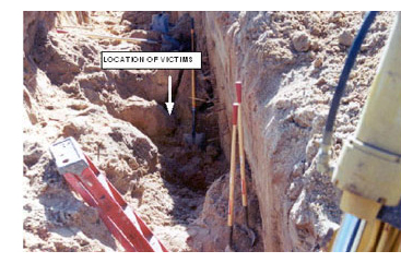 Photo 1 (Case Study 1). Location at which the two victims were buried by the trench collapse. Photo courtesy of county coroner.