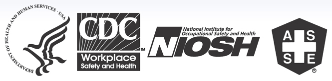 DHHS, CDC, NIOSH and ASSE logos