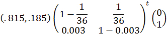 Formula of the probability a non-participant is employed in particular week "2"