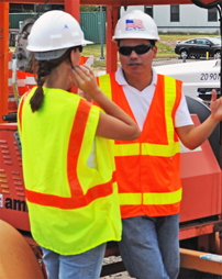 workers talking