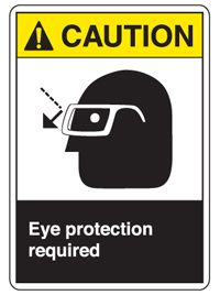 Caution: eye protection warning graphic
