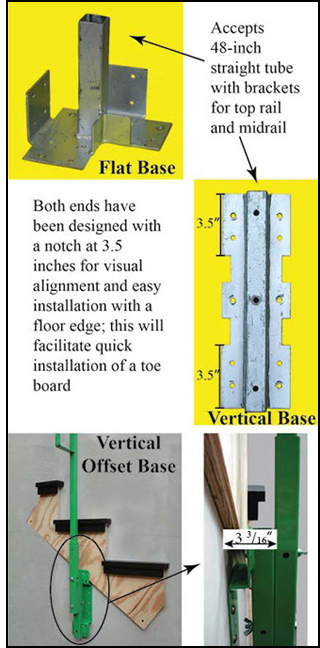 Figure 2. Additional guardrail bases (flat,
vertical, and vertical offset) were developed
with input from construction contractors.