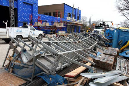 Figure 14 photo of the collapsed platform deck laying upside down