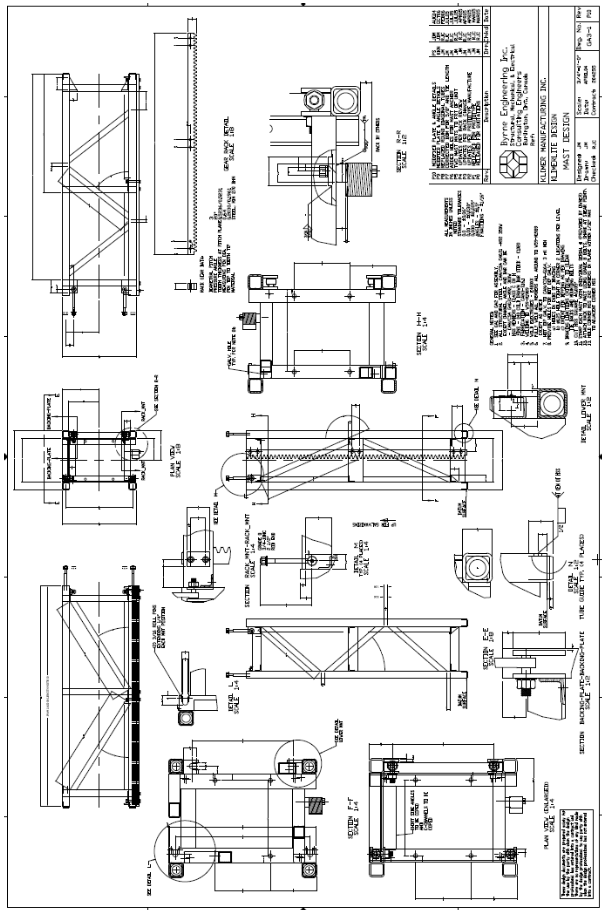 Schematic- a mast drawing provided by manufacturer