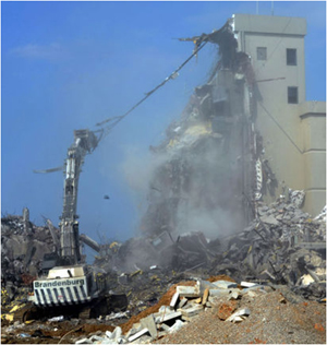 Brandenburg Industrial Services Co using a water sprayer in a high-demolition area