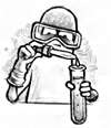 figure with chemical dripping into test tube