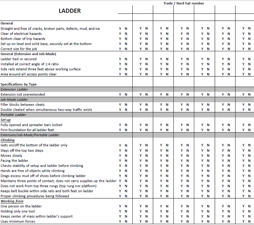 Ladder portion of survey