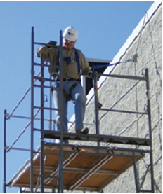 man on a scaffold