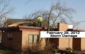storm damage from 2012- tree fell on a roof