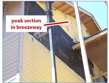 Figure 4. Peak section of breezeway wall.