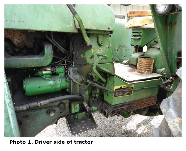 Photo 1. Driver side of tractor