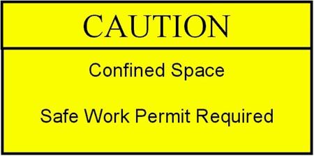 Caution: Confined Space: Safe Work Permit Required  Sign