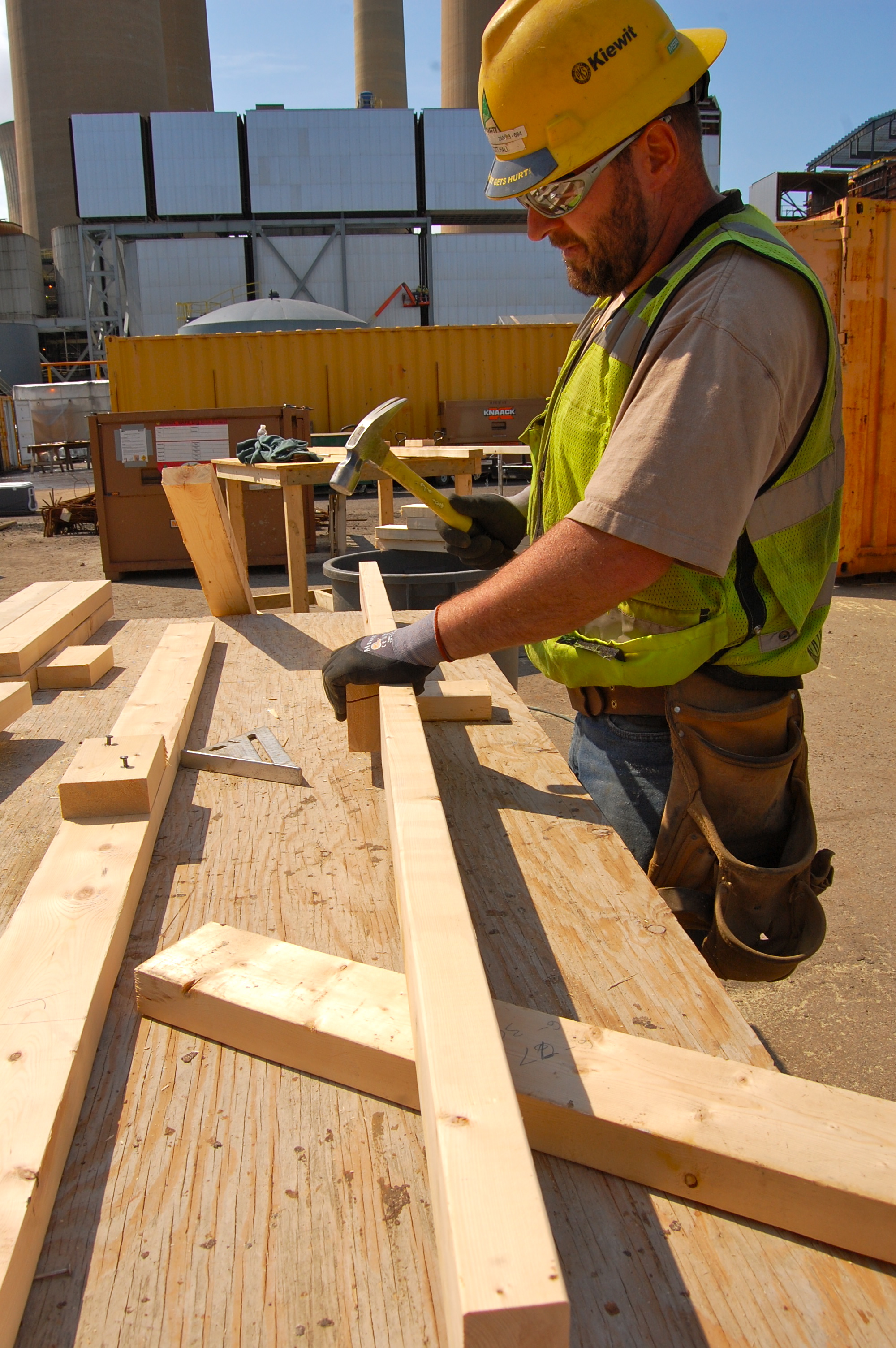 Carpenter wearing PPE